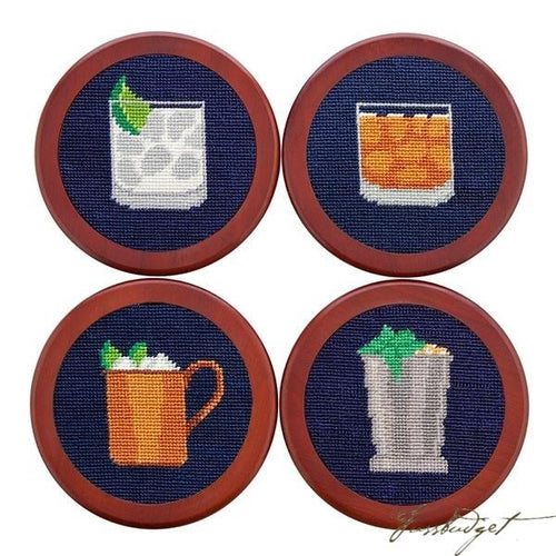 Gentlemen's Drinks Needlepoint Coaster Set