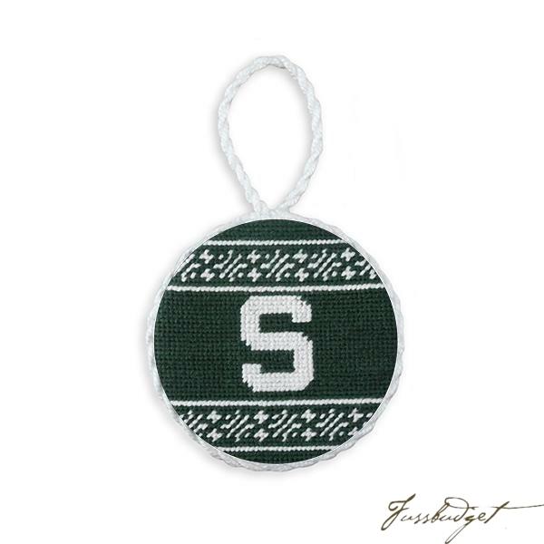 Michigan State Fairisle Needlepoint Ornament (Dark Pine)