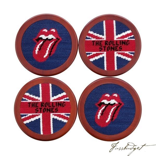 Rolling Stones Union Jack-Lick Needlepoint Coaster Set