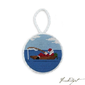 Fishing Santa Needlepoint Ornament