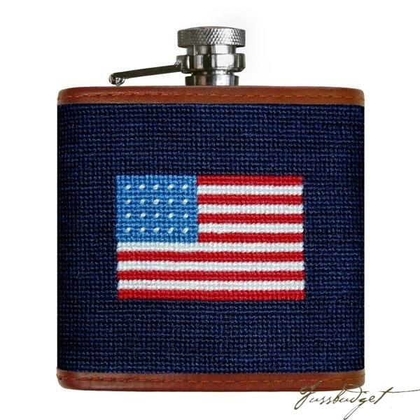 American Flag Needlepoint Flask