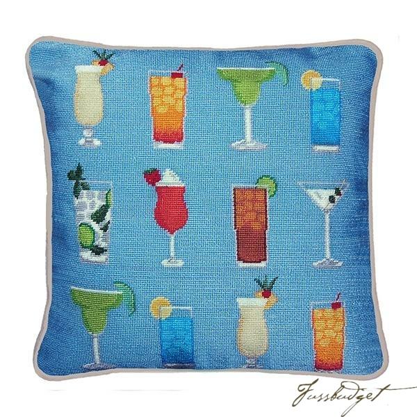 Cocktails Needlepoint Pillow (Final Sale)