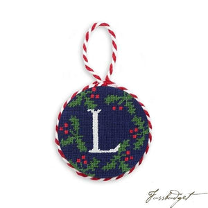 Letter Holly Needlepoint Ornament
