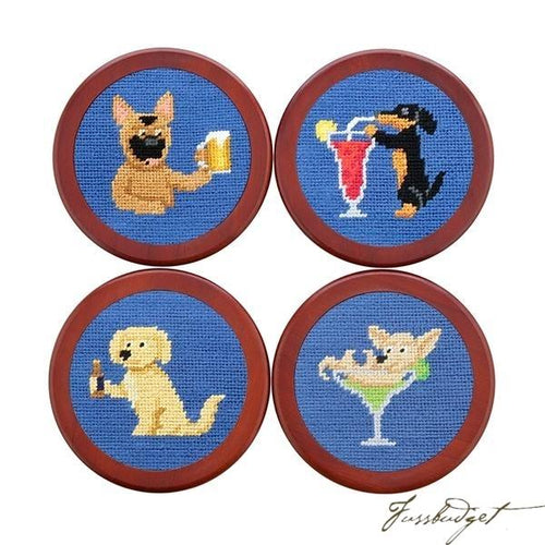 Booze Hounds Needlepoint Coaster Set
