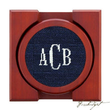 Load image into Gallery viewer, Monogrammed Needlepoint Coaster Set