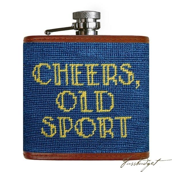 Cheers, Old Sport Needlepoint Flask
