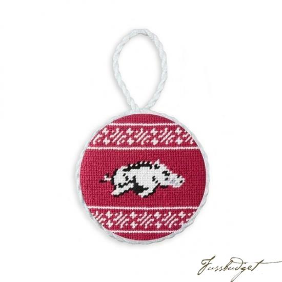 Arkansas Fairisle Needlepoint Ornament (Cranberry)