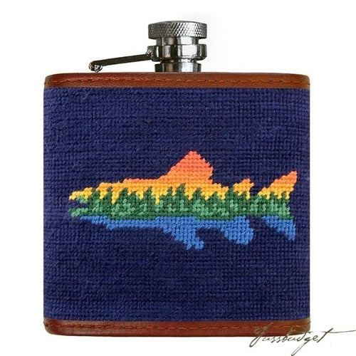 Lake Trout Needlepoint Flask