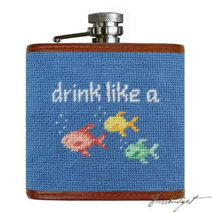 Drink like a Fish Needlepoint Flask
