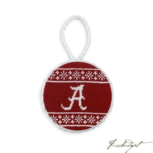 Alabama Fairisle Needlepoint Ornament (Garnet)