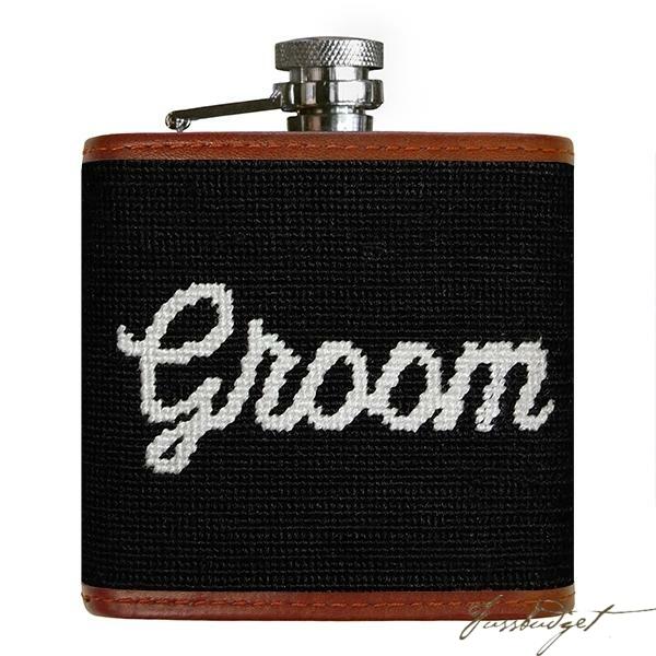 Groom Needlepoint Flask