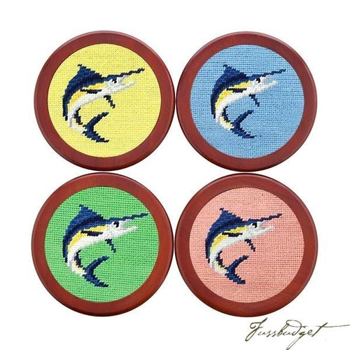 Marlin (Pastel) Needlepoint Coaster Set