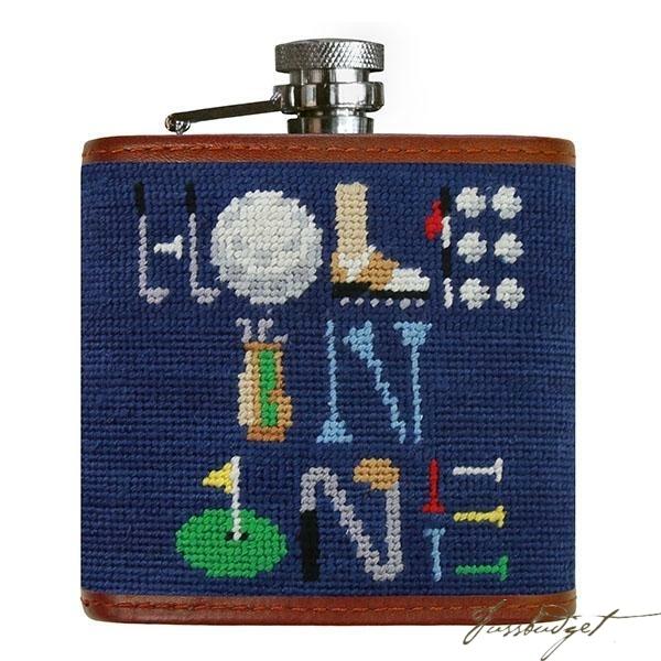 Hole In One Needlepoint Flask