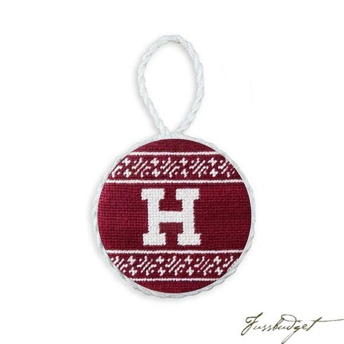 Harvard Fairisle Needlepoint Ornament (Garnet)
