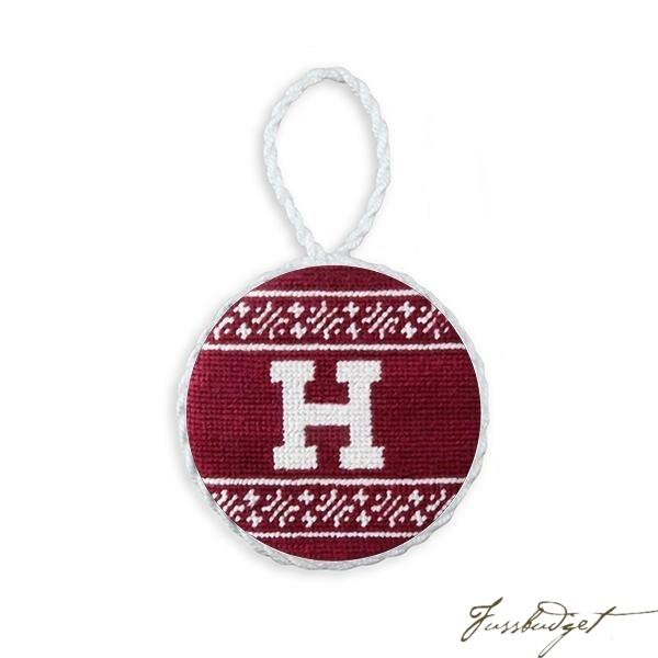 Harvard Fairisle Needlepoint Ornament (Garnet)