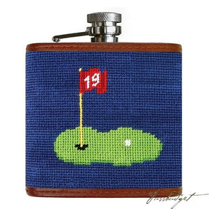 19th Hole (Classic Navy) Needlepoint Flask