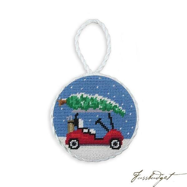 Christmas Golf Cart Needlepoint Ornament