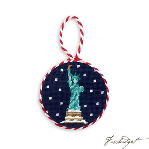Snowy Statue of Liberty Needlepoint Ornament