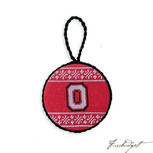 Ohio State Fairisle Needlepoint Ornament (Red)