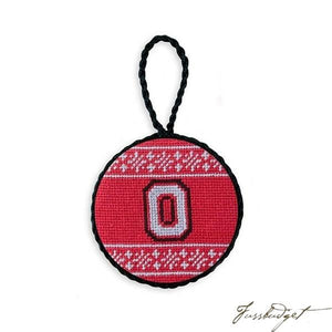 Ohio State Fairisle Needlepoint Ornament (Red)