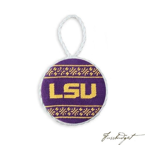 LSU Fairisle Needlepoint Ornament (Purple)