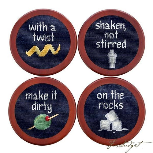 Cocktail Orders Needlepoint Coaster Set