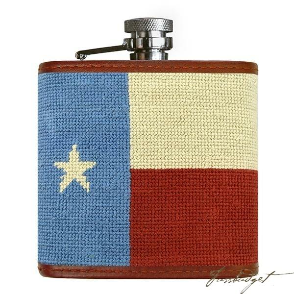 Vintage Texas Flag Needlepoint Flask