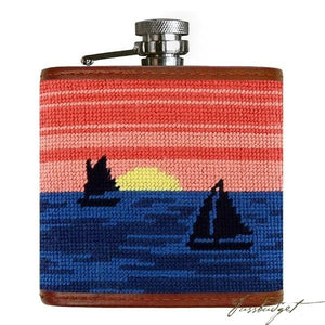 Sunset Sailing Needlepoint Flask (Final Sale)