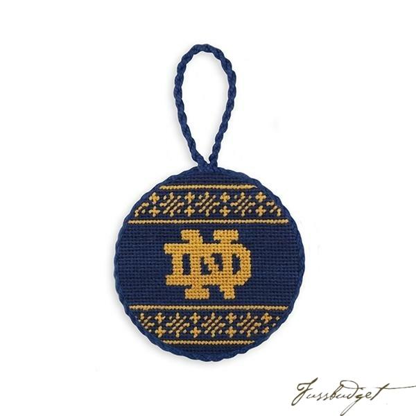 Notre Dame ND Fairisle Needlepoint Ornament (Classic Navy)