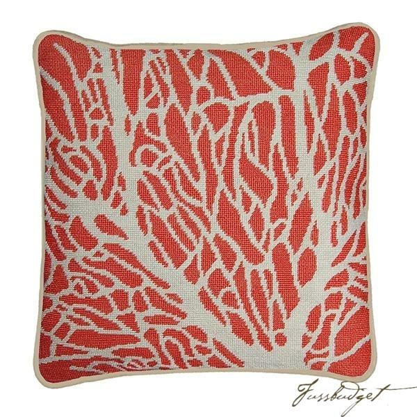 Coral Needlepoint Pillow (Melon) (Final Sale)