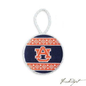 Auburn Fairisle Needlepoint Ornament (Dark Navy)