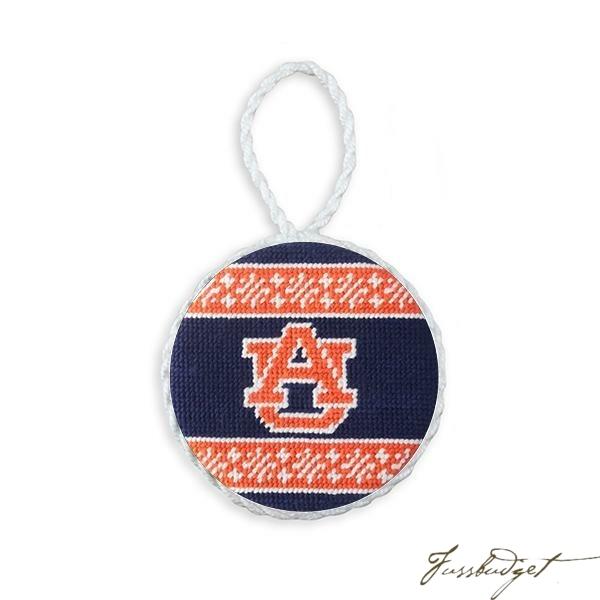 Auburn Fairisle Needlepoint Ornament (Dark Navy)