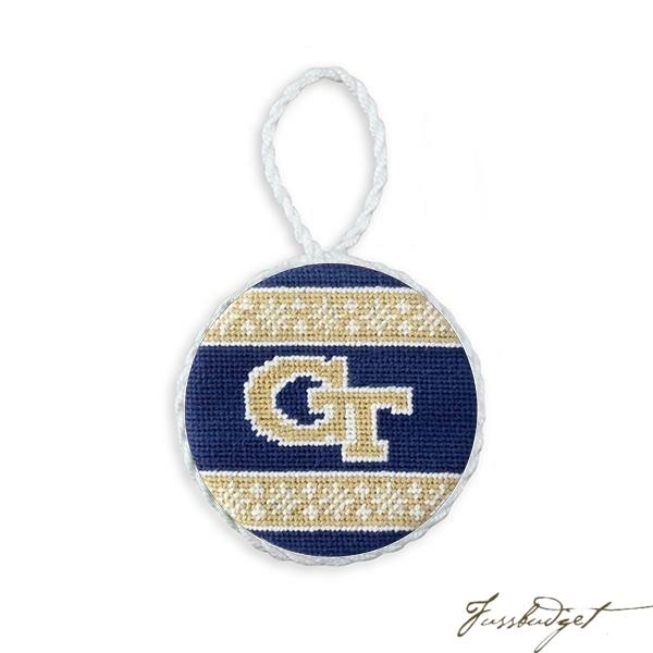 Georgia Tech Fairisle Needlepoint Ornament (Classic Navy)