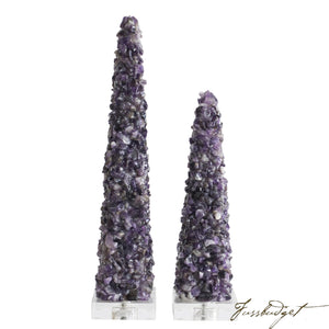 Cienega Purple Quartz Obelisks [Set of 2]-Fussbudget.com