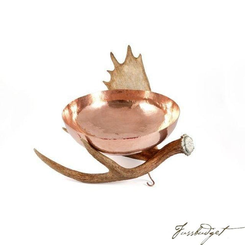 Copper Bowl with Moose Antler Stand-Fussbudget.com