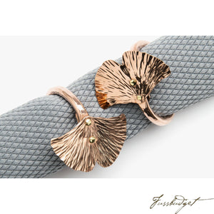 Copper Ginkgo Leaf Napkin Ring-Fussbudget.com