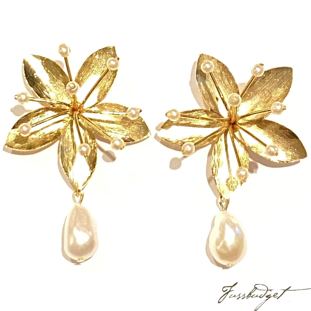 Laura Flower Earrings with Pearl Drop