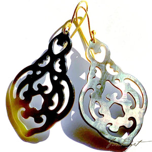 Lace Abalone Lattice Earrings - Large