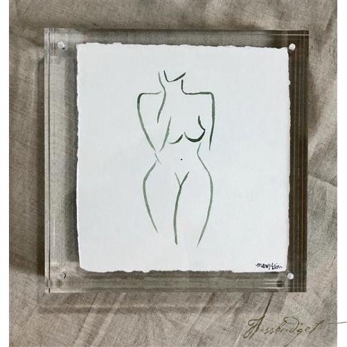Original Watercolor Painting in Acrylic Frame - Emerald Silhouette-Fussbudget.com