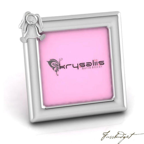 Rabbit Square Sterling Silver Baby Picture Frame-Fussbudget.com