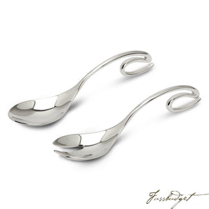 Curve Sterling Silver Baby Spoon and Fork Set-Fussbudget.com