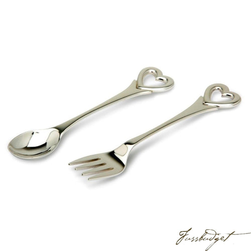 Sterling Silver Heart Baby Spoon & Fork set-Fussbudget.com
