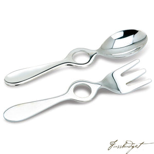 Sterling Silver Baby Circle Spoon & Fork Set-Fussbudget.com