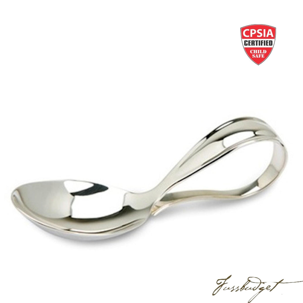 Sterling Silver Bent Curved Baby Spoon-Fussbudget.com