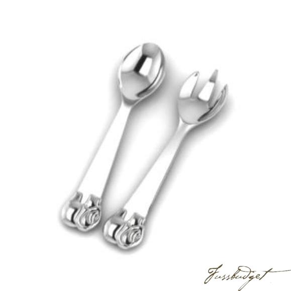 Sterling Silver Elephant Spoon & Fork Set-Fussbudget.com