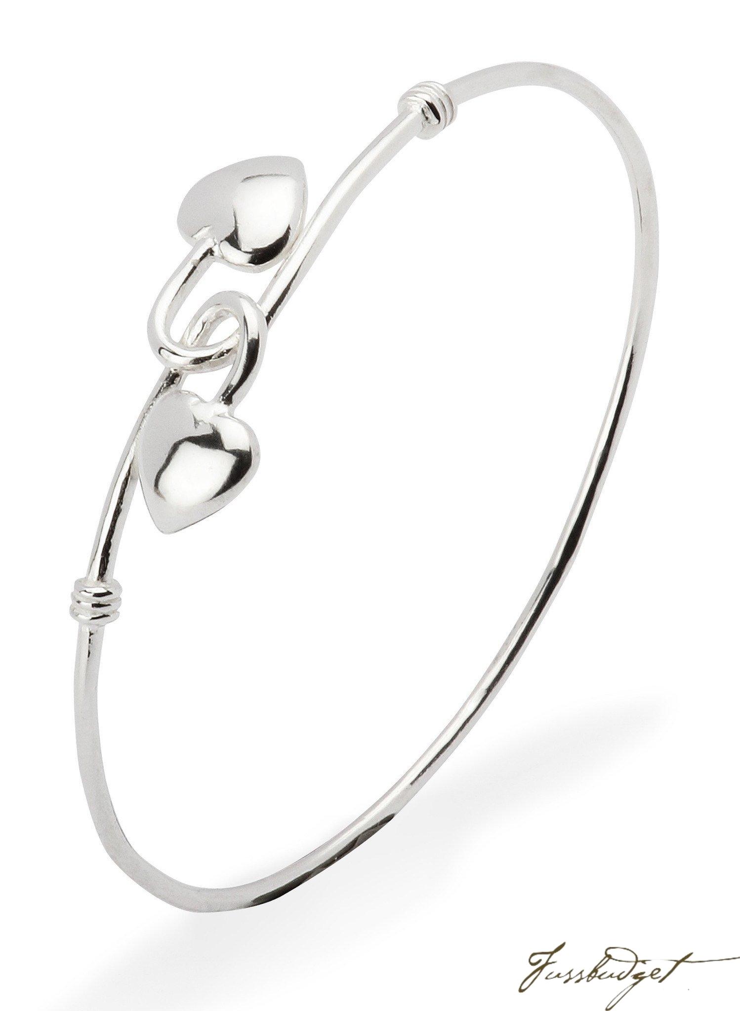 Sterling Silver Baby 2 Heart Bracelet Bangle – Fussbudget.com