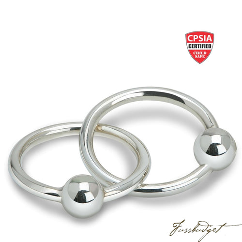 Sterling Silver 2 Ring Teether Rattle-Fussbudget.com