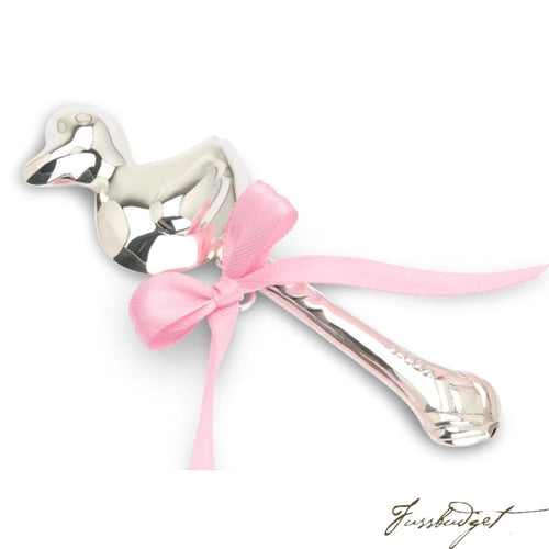 Sterling Silver Duck Baby Rattle-Fussbudget.com