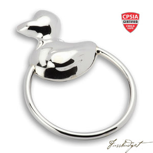 Sterling Silver Duck Ring Baby Rattle-Fussbudget.com