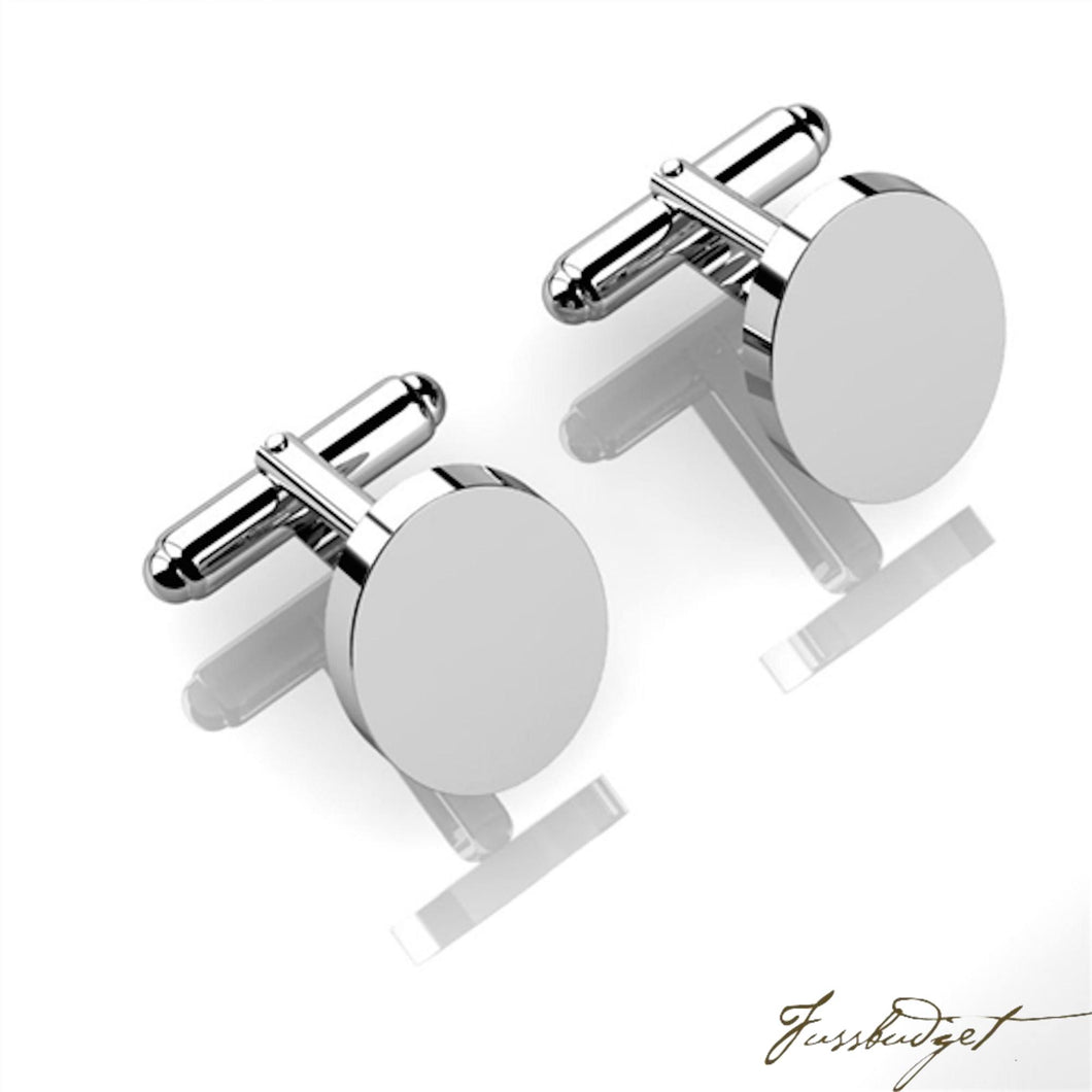 Sterling Silver Classic Oval Cufflinks-Fussbudget.com